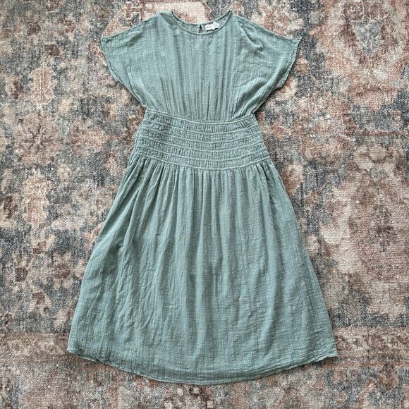 Apiece Apart Mana Blue Midi Dress Cotton Size XL Gauze Muslin Hard To Find - Picture 3 of 5